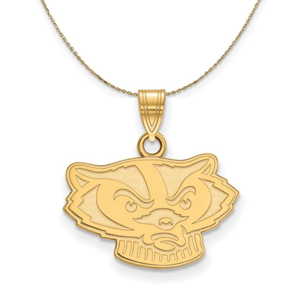 14k Yellow Gold U. of Wisconsin Small Badgers Necklace - 18 Inch